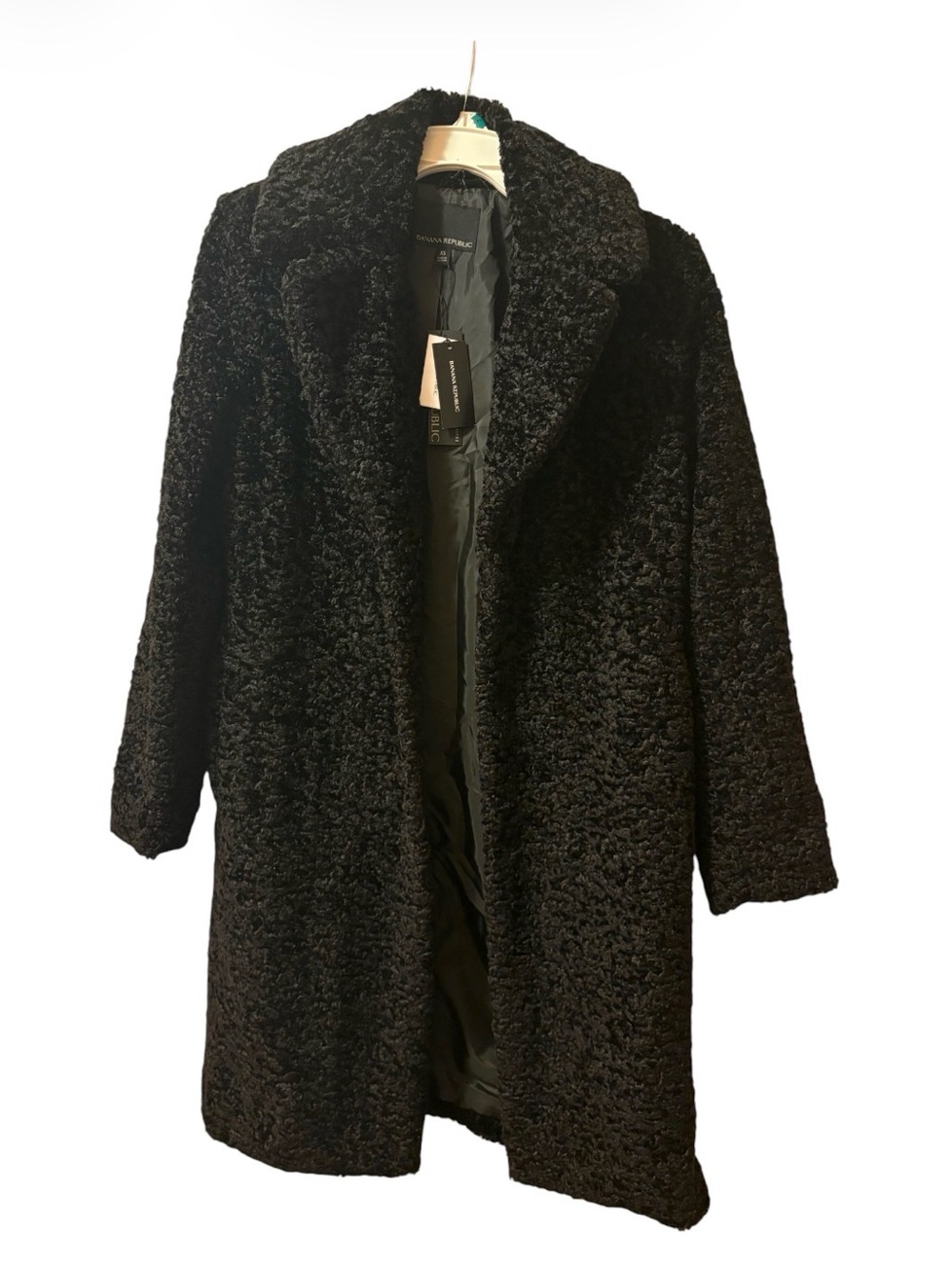 New! Banana Republic Black Faux-Shearling Sherpa Car Coat Quiet luxury.